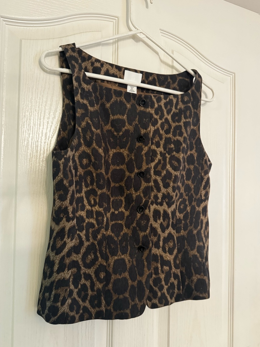H&M Leopard Print Button-Front Vest - Brown/Black
